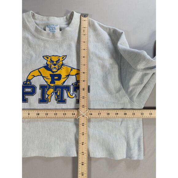 Champion Reverse Weave Pitt Panthers Crop Sweatshirt Medium Gray Collegiate - Picture 6 of 16